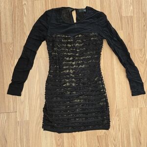 Forever 21 Black and Gold Long Sleeve Dress